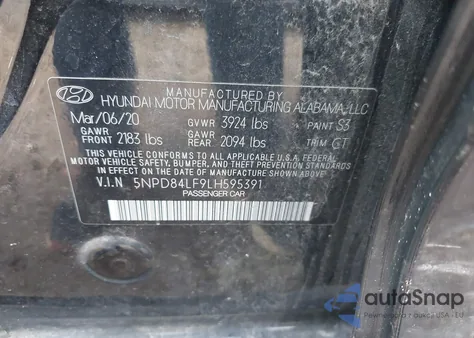 2020 Hyundai Elantra Sel из США, поврежденный, VIN 5NPD84LF9LH595391